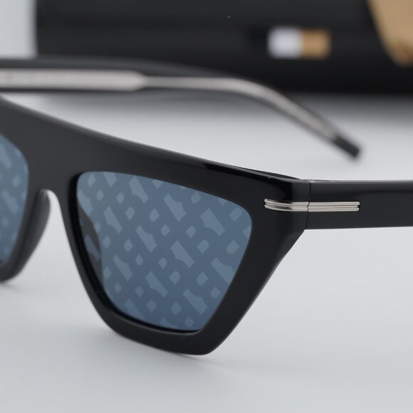 Hugo BOSS 1609/S 0807 MD Geometric Sunglasses - Black/Grey Blue Monogram main image 12